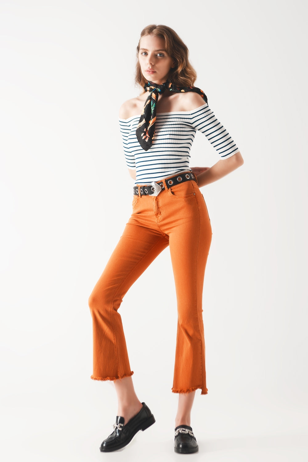 Marina Muse: Navy Stripe Bardot Top