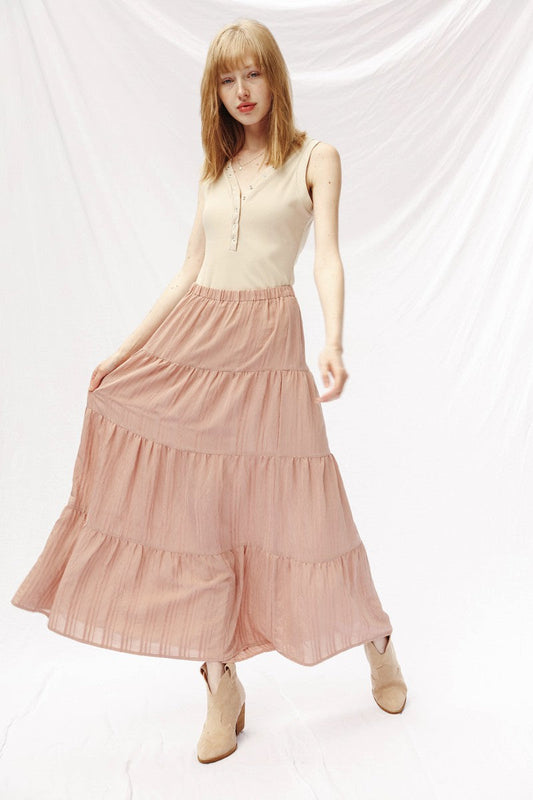Tonal Striped Prairie Maxi Skirt