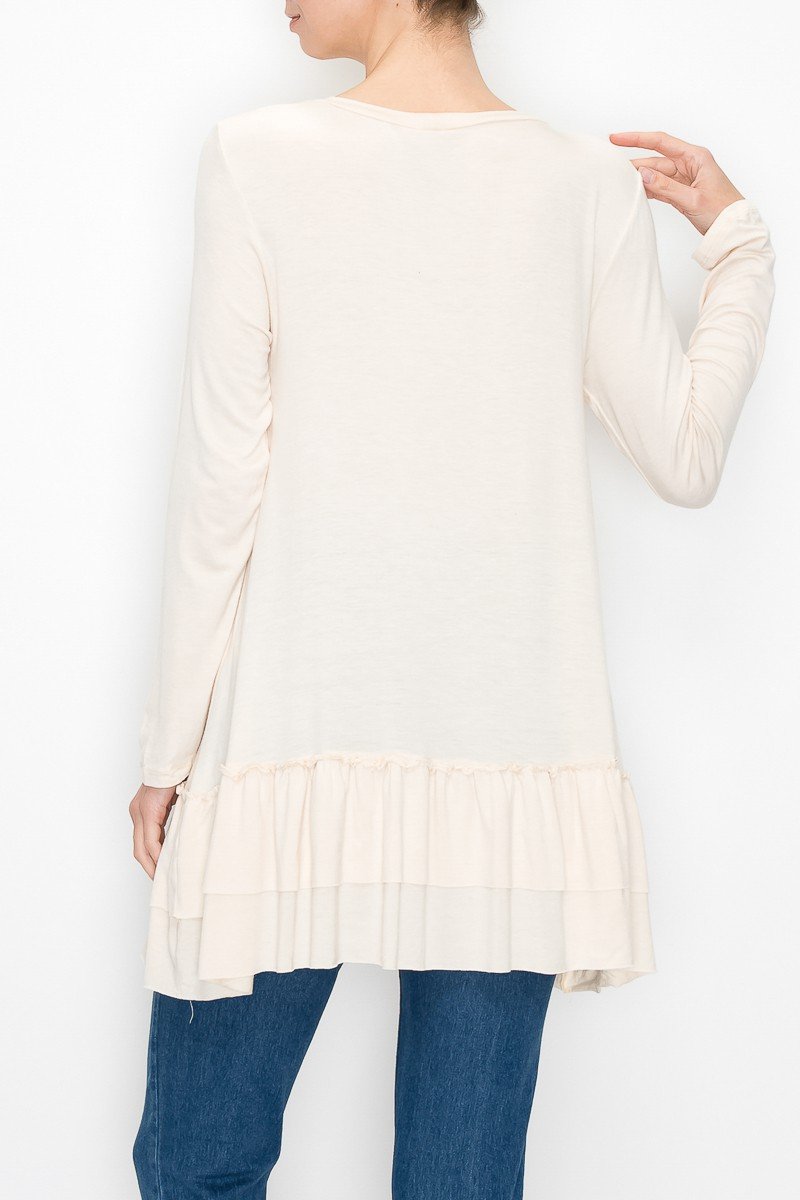 Ivory Grace: Long Sleeve Pleated Tunic