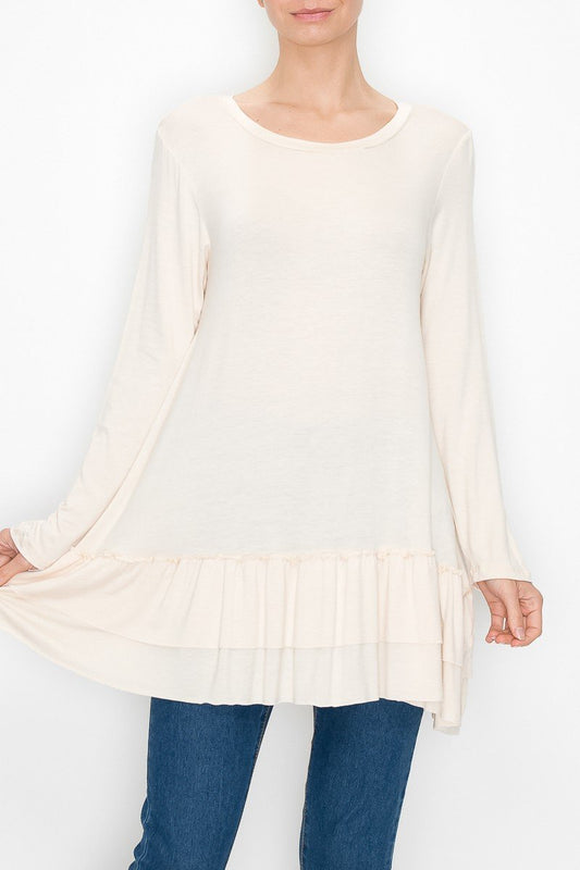 Ivory Grace: Long Sleeve Pleated Tunic