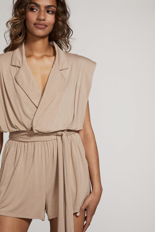 Chic Shoulder Pad Romper