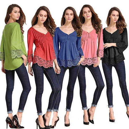 BExplora Pintuck Lace Detail Top – Margarita Green