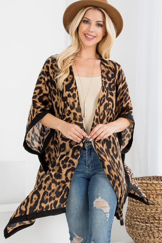 Wild Grace Leopard Open-Front Kimono