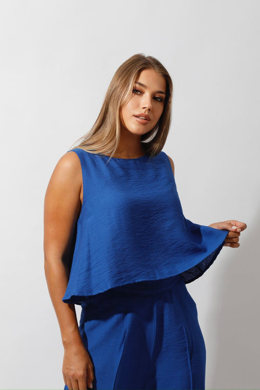 Coastal Cool: Royal Blue Linen Lounge Set
