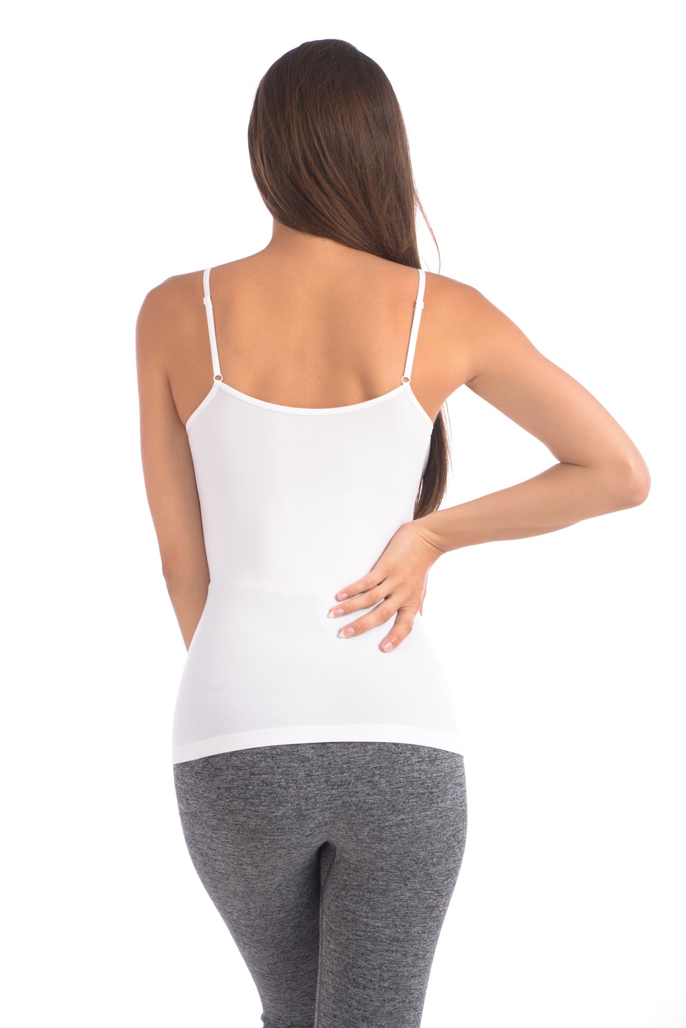 Luxe Smooth: Seamless Slimming Camisole with Lace Trim – White