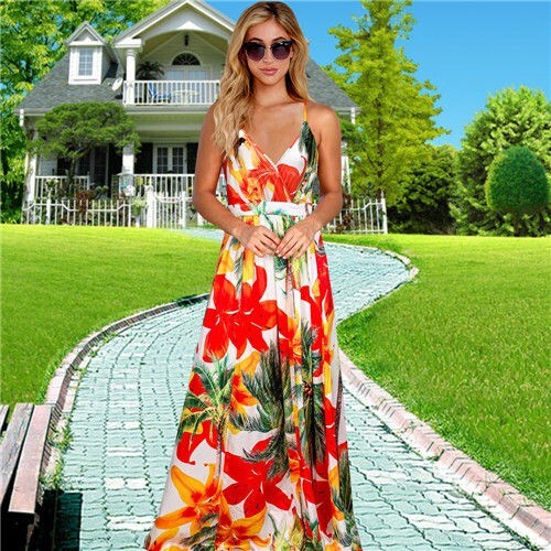 Boho Beauty Floral Maxi Dress – Red