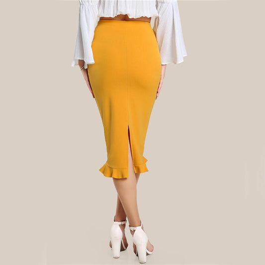 Sloane Flair: Split Ruffle Pencil Skirt